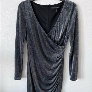 White House Black Market size 4 black  metallic ruched dress